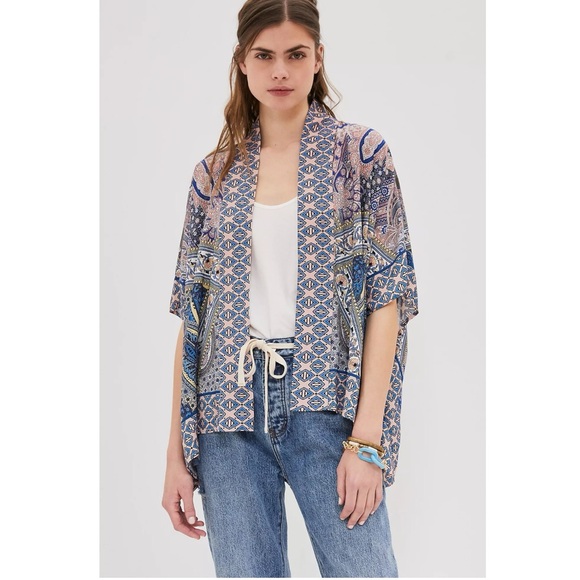 Anthropologie Bl-nk London Aletha Cropped Kimono One Size Bohemian Summer - Picture 4 of 16